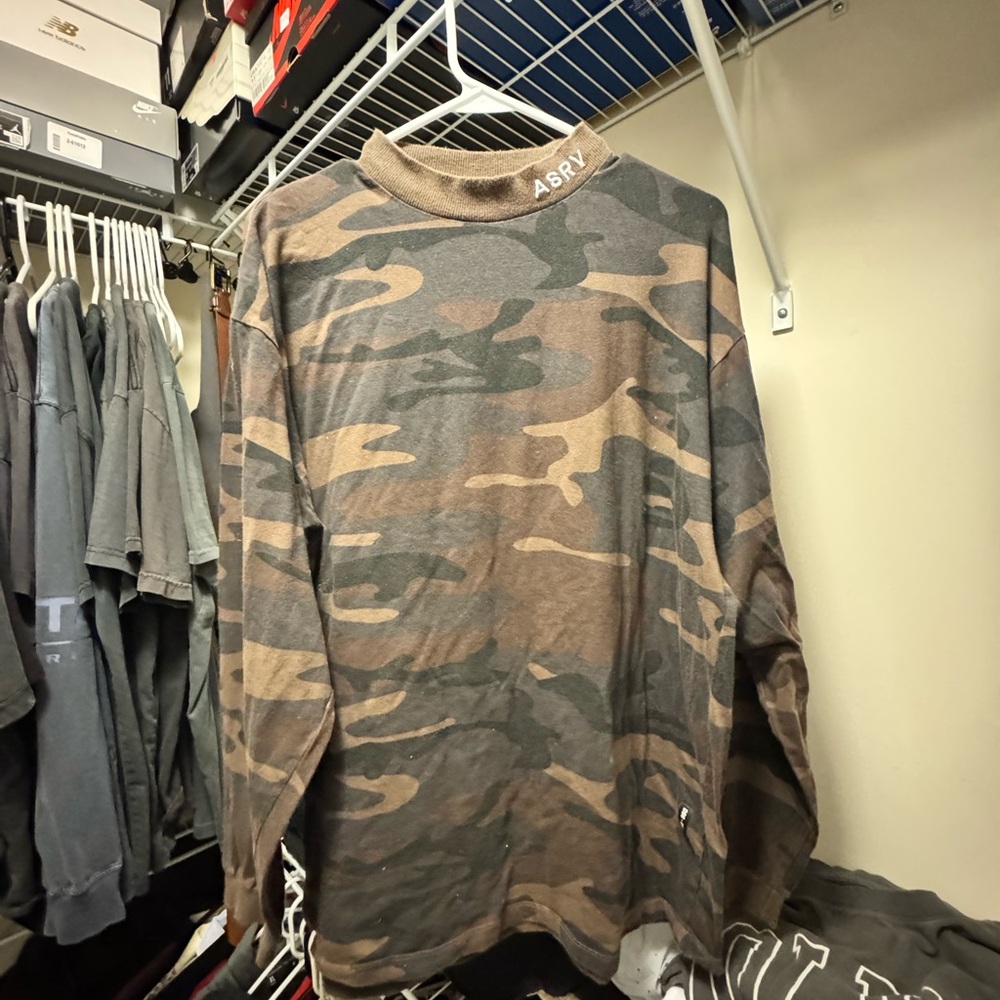 ASRV Men’s Camo Long Sleeve Crew Neck Shirt - Brown/Olive